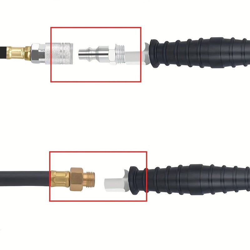 EU Dual Head Air Chuck 1/4 FNPT Tire Quick Plug 2 Way Connect Inflator Gauge - Image 4
