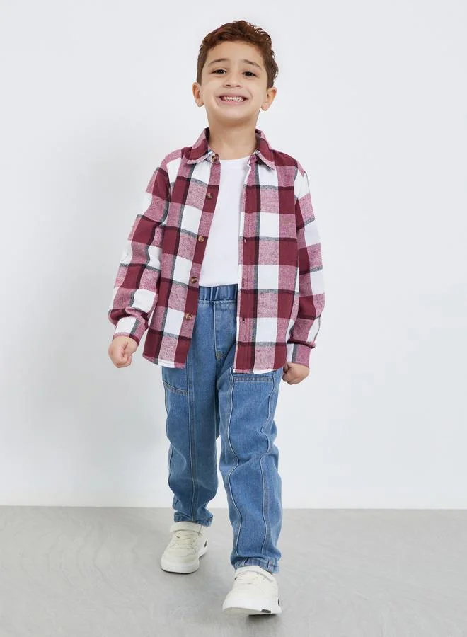 Styli Plaid Flannel Long Sleeve Shirt