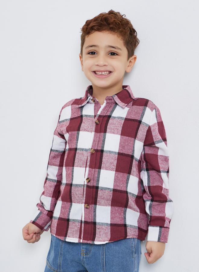 ستايلي قميص فلانيل بنقشة مربعات وأكمام طويلة - Image 3
