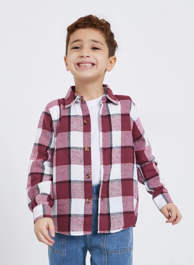 Styli Plaid Flannel Long Sleeve Shirt