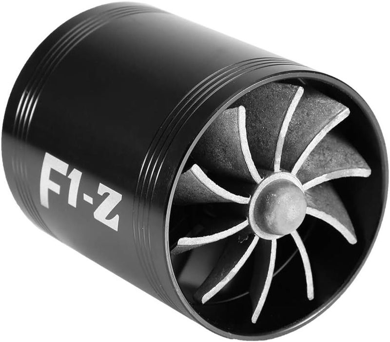 woobles for air intake turbo fan  Car Air Intake Turbonator, Aluminum Alloy Dual Fan Turbine Charger Gas Fuel Saver Turbo with Rubber Holder(Black) - Image 5