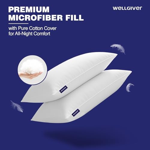 WELLGIVER Height Adjustable Microfiber Sleeping Pillows – Set of 2 | 16" x 24"| Soft, Supportive & Washable | Ideal for Back, Side & Stomach Sleepers | 3 Months Warranty | Plain White Cover - Image 3
