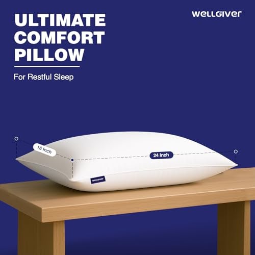 WELLGIVER Height Adjustable Microfiber Sleeping Pillows – Set of 2 | 16" x 24"| Soft, Supportive & Washable | Ideal for Back, Side & Stomach Sleepers | 3 Months Warranty | Plain White Cover - Image 2