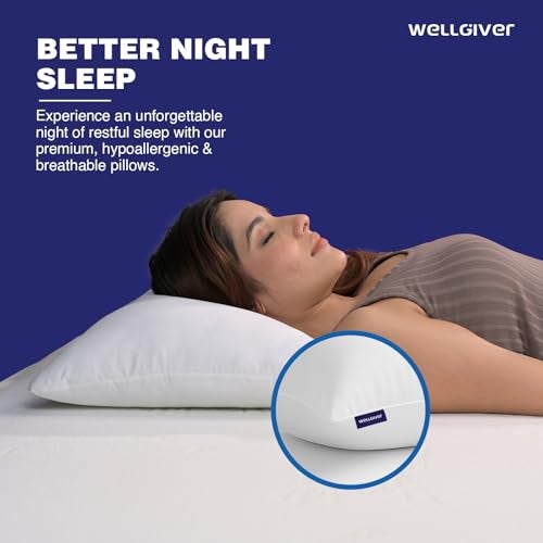 WELLGIVER Height Adjustable Microfiber Sleeping Pillows – Set of 2 | 16" x 24"| Soft, Supportive & Washable | Ideal for Back, Side & Stomach Sleepers | 3 Months Warranty | Plain White Cover - Image 5