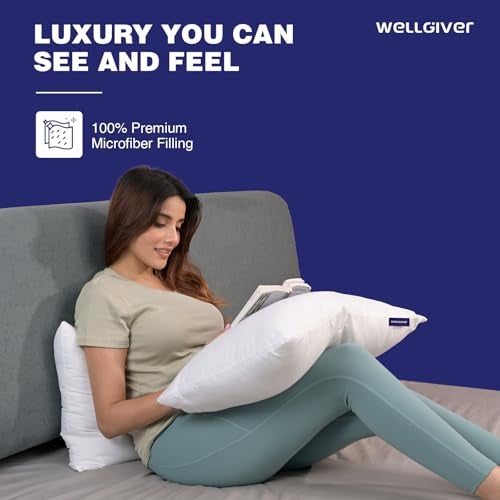 WELLGIVER Height Adjustable Microfiber Sleeping Pillows – Set of 2 | 16" x 24"| Soft, Supportive & Washable | Ideal for Back, Side & Stomach Sleepers | 3 Months Warranty | Plain White Cover - Image 4