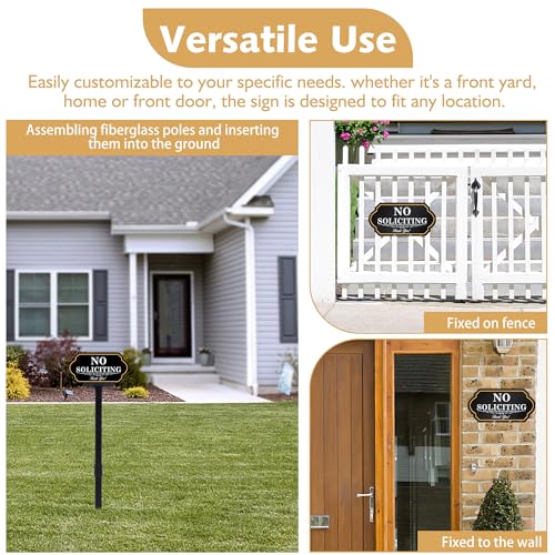 DXSIGN No Soliciting Sign for House with Stake - 40-mil Thick Aluminum - 5x10 Inch/37 Inch High - Adjustable Height - Outdoor Yard Sign for Home and Front Door (A1513) - Image 5