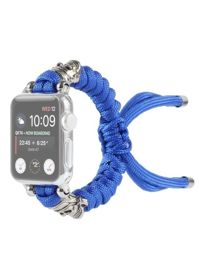 NIBEMINENT Skull Umbrella Cord Braided Watch Strap For Apple Series 7 41mm/6 & SE 5 4 40mm/3 2 1 38mm Blue - Image 1