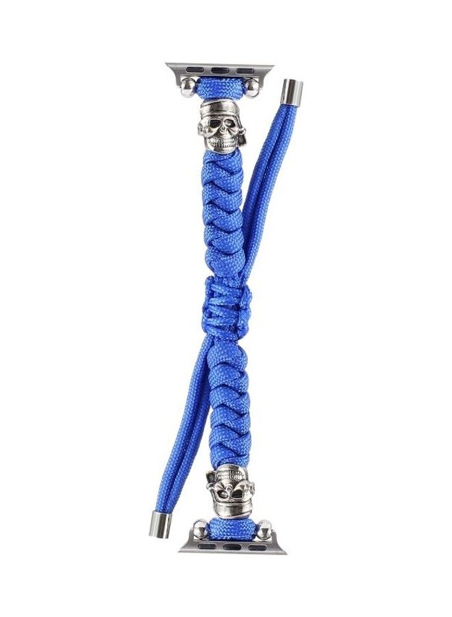 NIBEMINENT Skull Umbrella Cord Braided Watch Strap For Apple Series 7 41mm/6 & SE 5 4 40mm/3 2 1 38mm Blue - Image 2