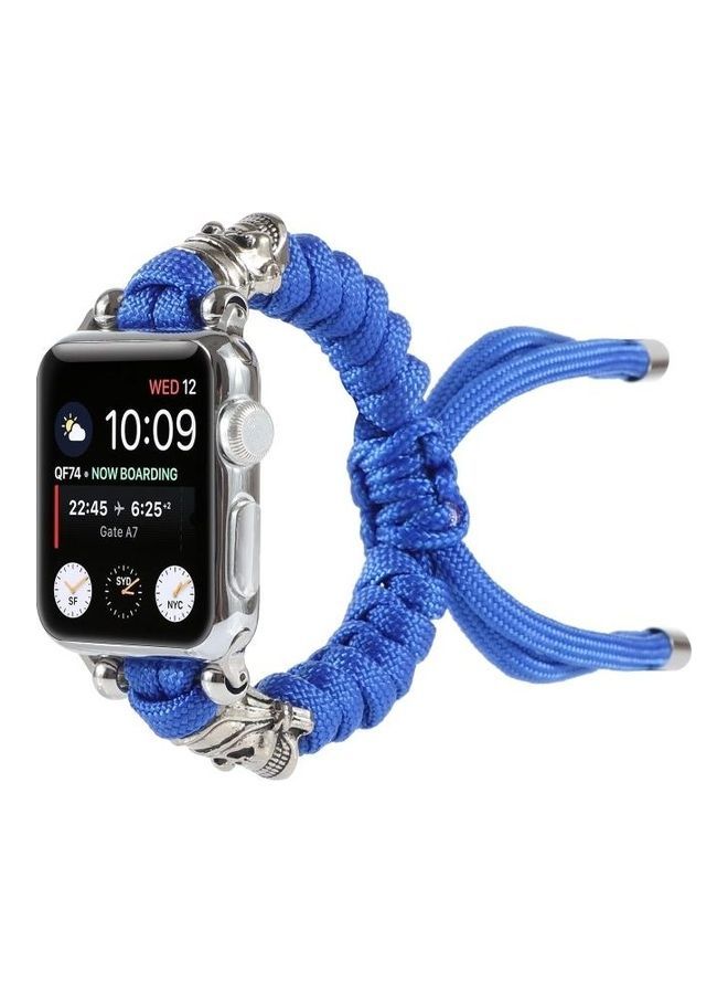NIBEMINENT Skull Umbrella Cord Braided Watch Strap For Apple Series 7 41mm/6 & SE 5 4 40mm/3 2 1 38mm Blue - Image 3