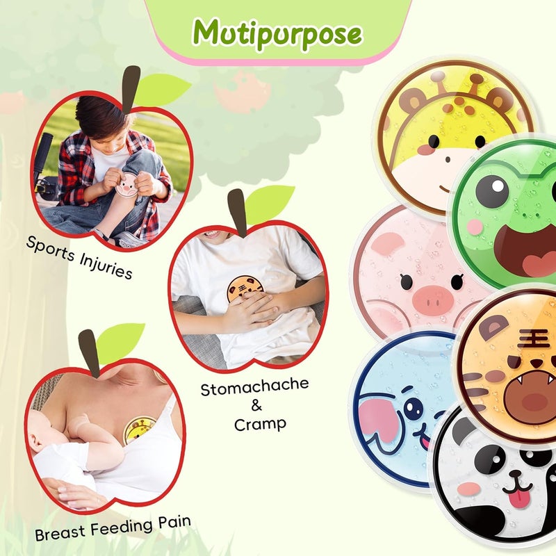 Comfytemp حزم ثلجية مريحة للأطفال من كومفيتمب لحالات الإصابة للأطفال الصغار حزمة جل ثلجية صغيرة للإصابات قابلة لإعادة الاستخدام كمادات ساخنة وباردة صغيرة لتخفيف الألم لآلام الأسنان ولدغات البعوض للأطفال في رياض الأطفال الإسعافات الأولية 6 قطع حيوانات برية - Image 5