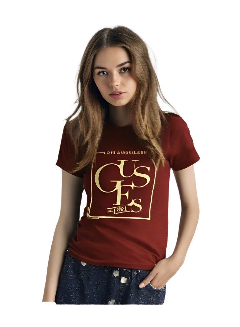 GUESS Guess Women Front Print Logo Red T-shirt  - Image 1