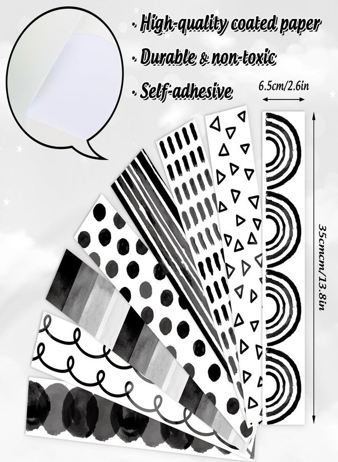 وولاين شريط لاصق لتزيين لوحات الإعلانات من والين، بطول 82 قدمًا، باللونين الأسود والأبيض، بنمط نقاط قوس قزح، مناسب للفصول الدراسية والمكاتب والحفلات. - Image 2
