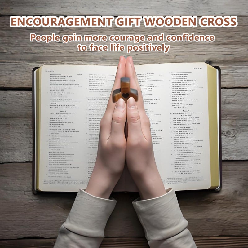 JIUKONG 20-Pack Wooden Cross Fidget, Handmade Pocket Wood Crosses, Cross My Heart | Encouragement Gift, Relieve Anxiety for Yourself, Inspirational Easter Gift for Christian Faith, Prayer, Valentines Day Gifts - Image 4