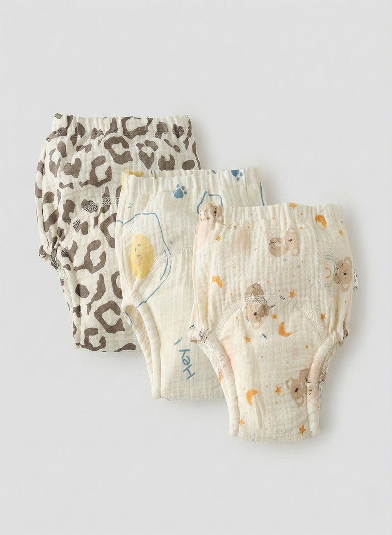 babyqlo Muslin Animal Moon Potty Training Pants Set of 3 - Image 1