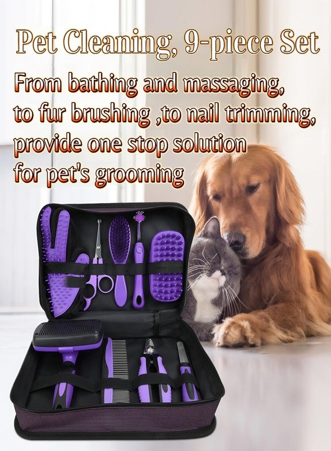 Kriopy Pet Grooming Tools Kit-9 Packs Dog Cat Grooming Kit Dog Cat Grooming Supplies Dog Cat Brush Set Dog Nail Clippers and Cat Trimming Tools for Short and Long Hair Dog Cat Grooming - Image 5