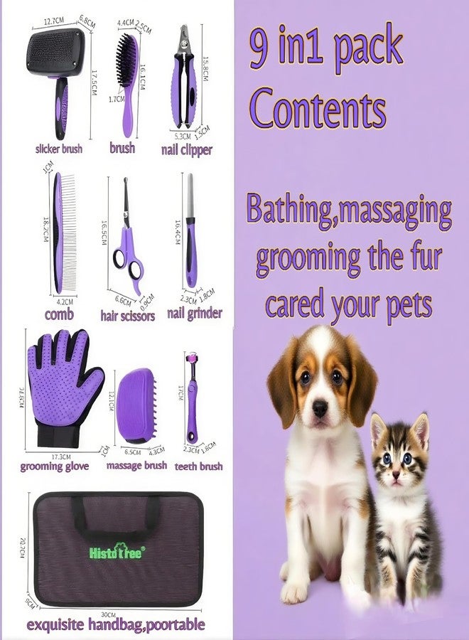 Kriopy Pet Grooming Tools Kit-9 Packs Dog Cat Grooming Kit Dog Cat Grooming Supplies Dog Cat Brush Set Dog Nail Clippers and Cat Trimming Tools for Short and Long Hair Dog Cat Grooming - Image 4