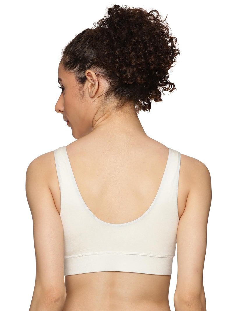 Circus &Circus PureSoft Padded Bra for Women | Non Wired Bra for Women with Insertable Pads | Plunge Bralette for Active & Lounge Wear | Ivory, 2XL - Image 3