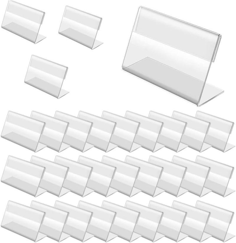 30 pcs L-shaped mini acrylic transparent display stand (1.57 * 2.36 inches) Price tag/name tag/label display stand - Image 1