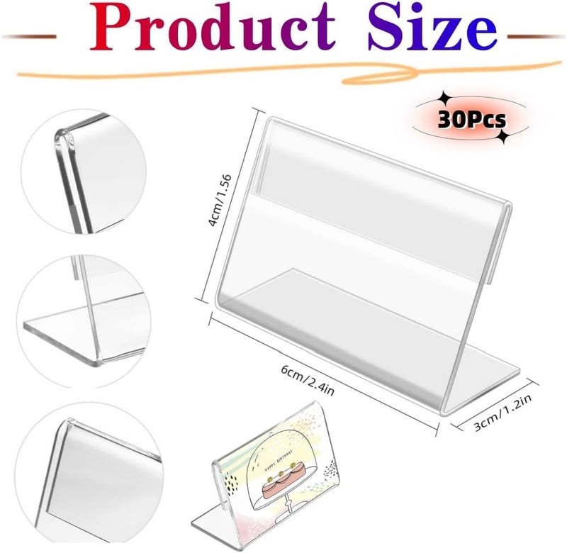 30 pcs L-shaped mini acrylic transparent display stand (1.57 * 2.36 inches) Price tag/name tag/label display stand - Image 2