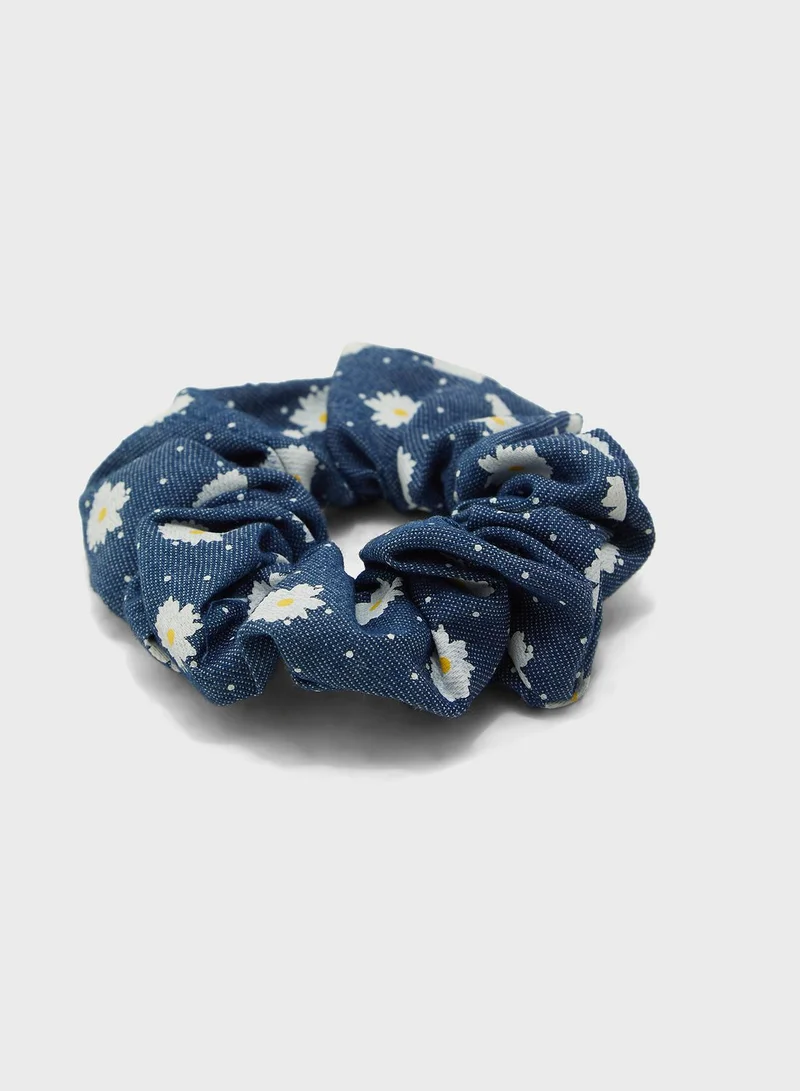 Claires Kids Denim Daisy Scrunchie Headband