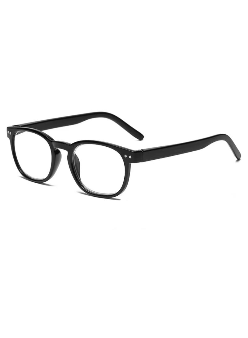 Booma Opticals Karl-Black matte; +1.50 Reading Glasses for Men & Women, Anti blue Magnification Glasses, Presbyopia Eyeglasses, Lightweight, Stylish Black colour round Frame for Computer & Phone Screen Eyestrain Relief - Image 1
