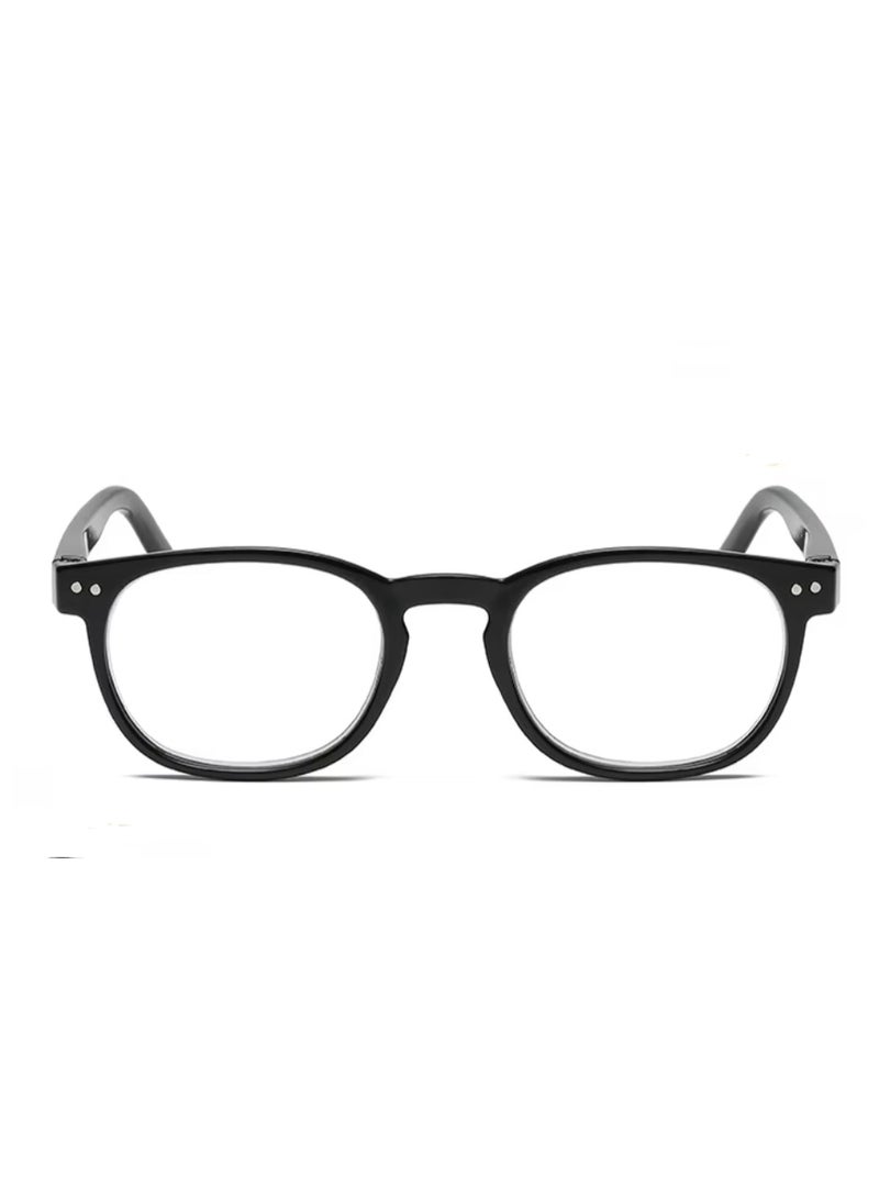 Booma Opticals Karl-Black matte; +1.50 Reading Glasses for Men & Women, Anti blue Magnification Glasses, Presbyopia Eyeglasses, Lightweight, Stylish Black colour round Frame for Computer & Phone Screen Eyestrain Relief - Image 2