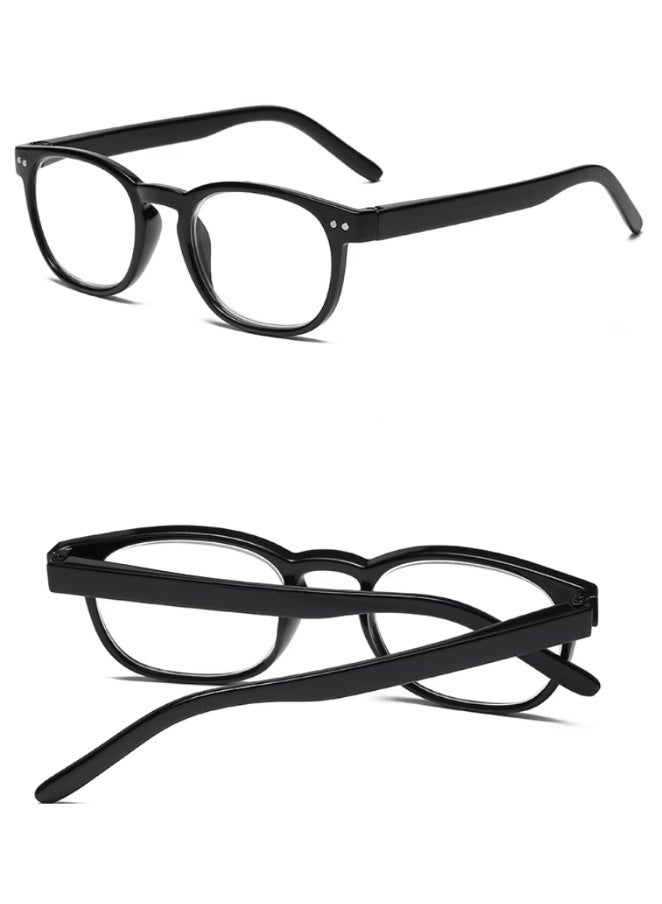 Booma Opticals Karl-Black matte; +1.50 Reading Glasses for Men & Women, Anti blue Magnification Glasses, Presbyopia Eyeglasses, Lightweight, Stylish Black colour round Frame for Computer & Phone Screen Eyestrain Relief - Image 4