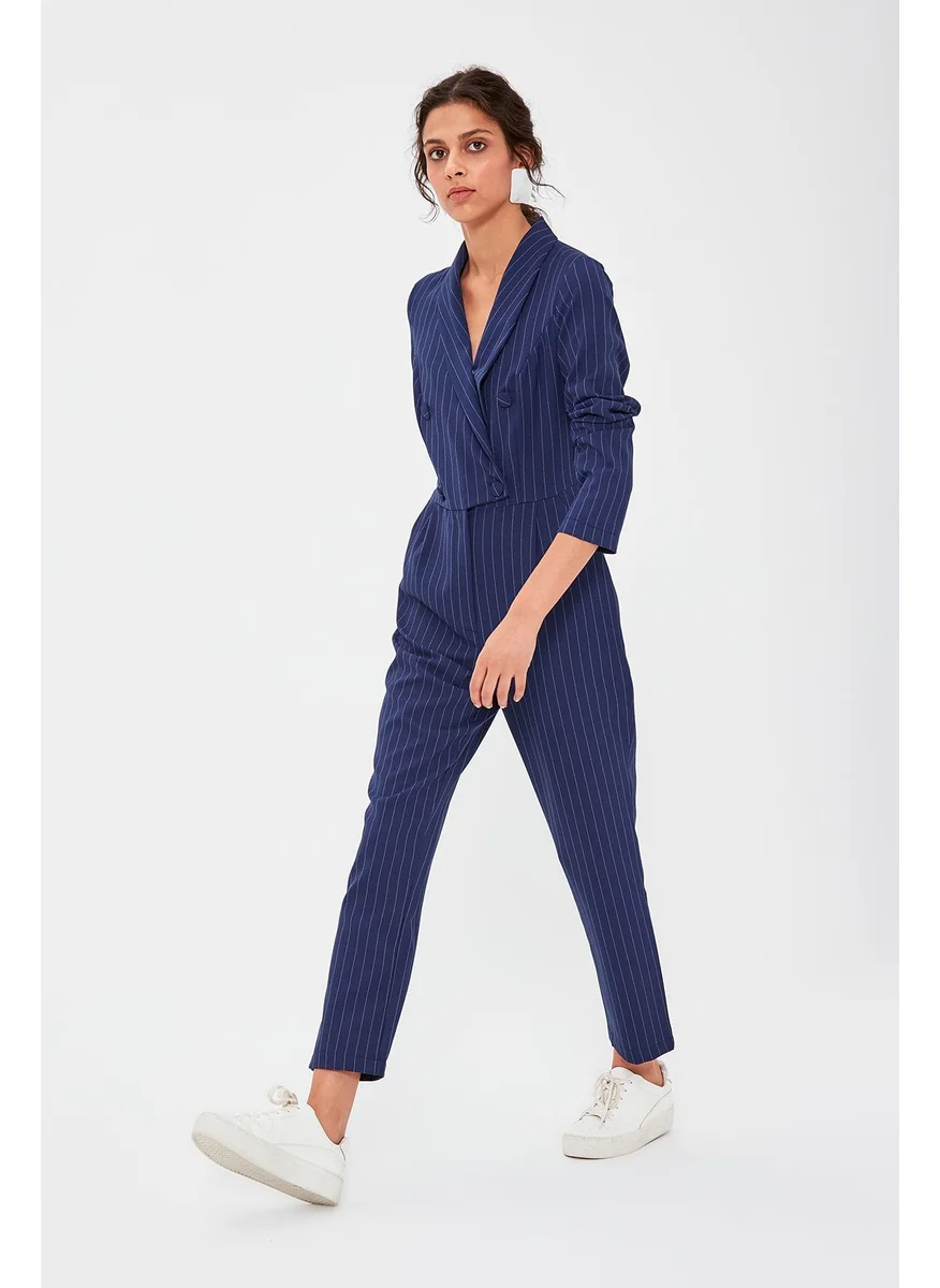 trendyol Double Breasted Striped Jumpsuit