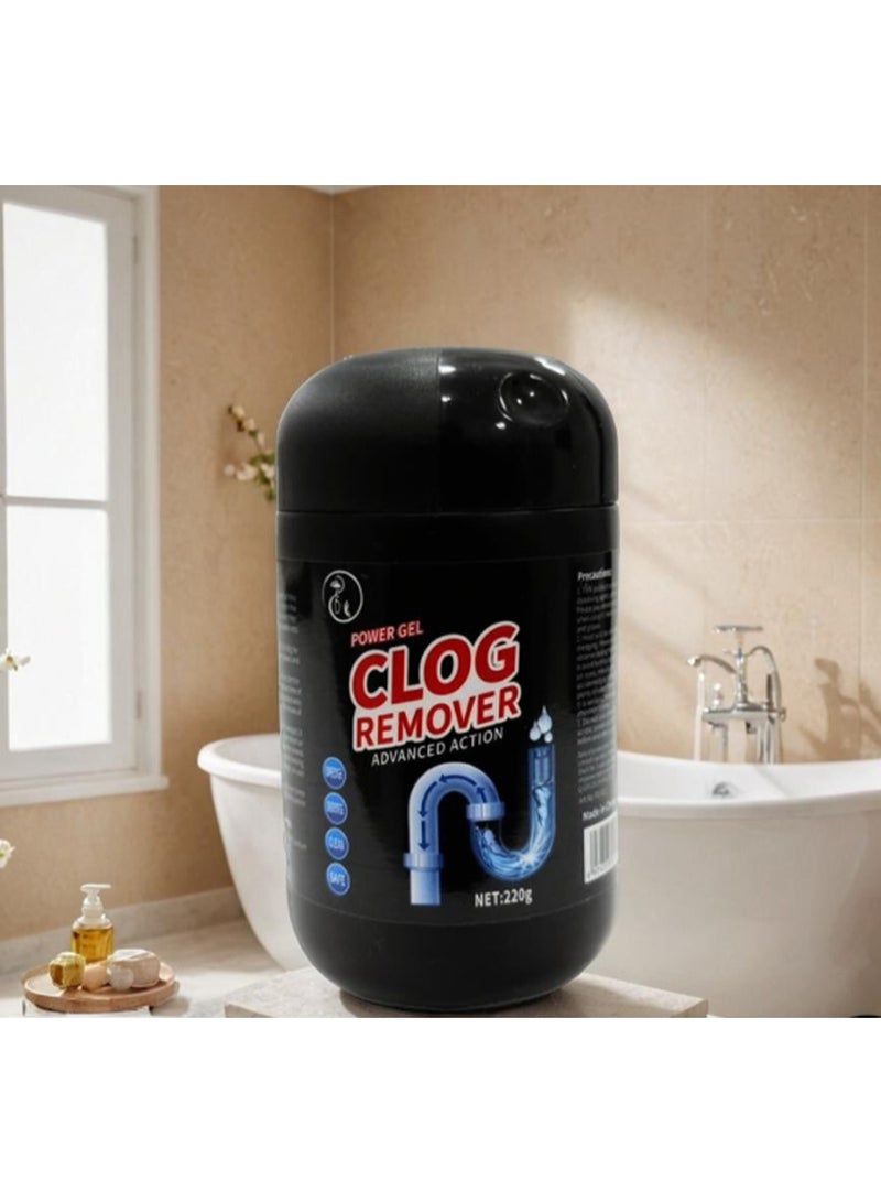 DubaiGallery Fast Acting Drain Clog Remover Power Gel Formula Clears Blockages Dissolves Hair Grease Soap Scum Non Damaging Safe For PVC Metal Pipes Ideal Kitchen Bathroom Maintenance 220g Solution Home Use - Image 2