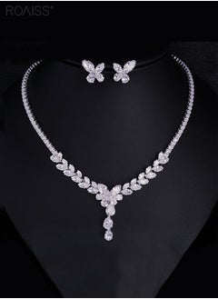 roaiss 2-Piece Set Women's Jewelry Shiny Diamond Bridal Jewelry Exquisite Craftsmanship Banquet Jewelry Set  - Image 1