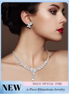 roaiss 2-Piece Set Women's Jewelry Shiny Diamond Bridal Jewelry Exquisite Craftsmanship Banquet Jewelry Set  - Image 2