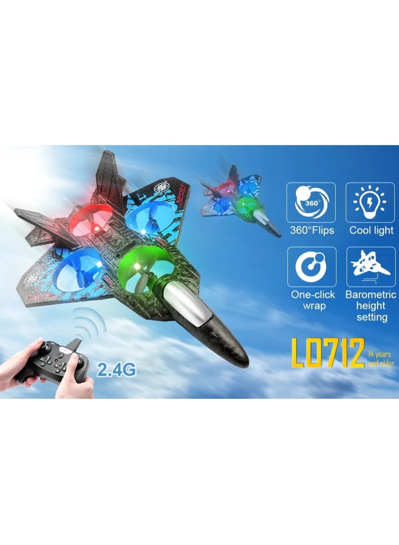 L0712 RC Fighter Jet Drone – 2.4GHz, Auto‑Hover & 360° Flip, LED Lights, USB Rechargeable  - Image 5