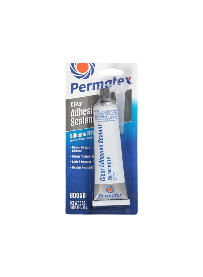 Permatex لاصق سيليكون شفاف من بيرماتكس 80050، 3 أونصة - Image 1