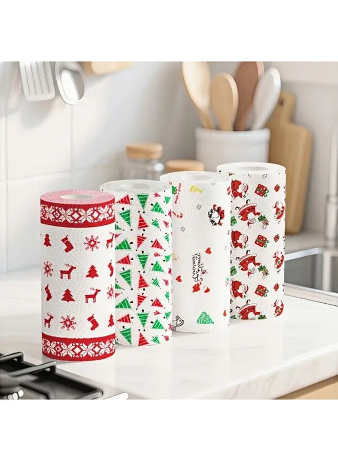 Christmas Kitchen Paper Towels Holiday Season Red Thickened Triple Ply Disposable Wet Dry Cleaning - Image 4