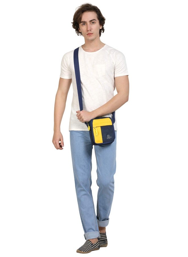 TnW Men's Casual Canvas Travel Sling Bag (Navy Blue) - Image 5