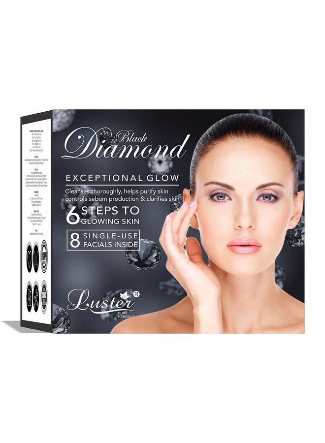 LUSTER Black Diamond Exceptional Glow Facial Kit ; 6 Step Facial Kit ; For Purify Skin & Deep Cleansing ; Facial Kit For Women & Men ; All Skin Types (Paraben & Sulfate Free) 320Ml - Image 3