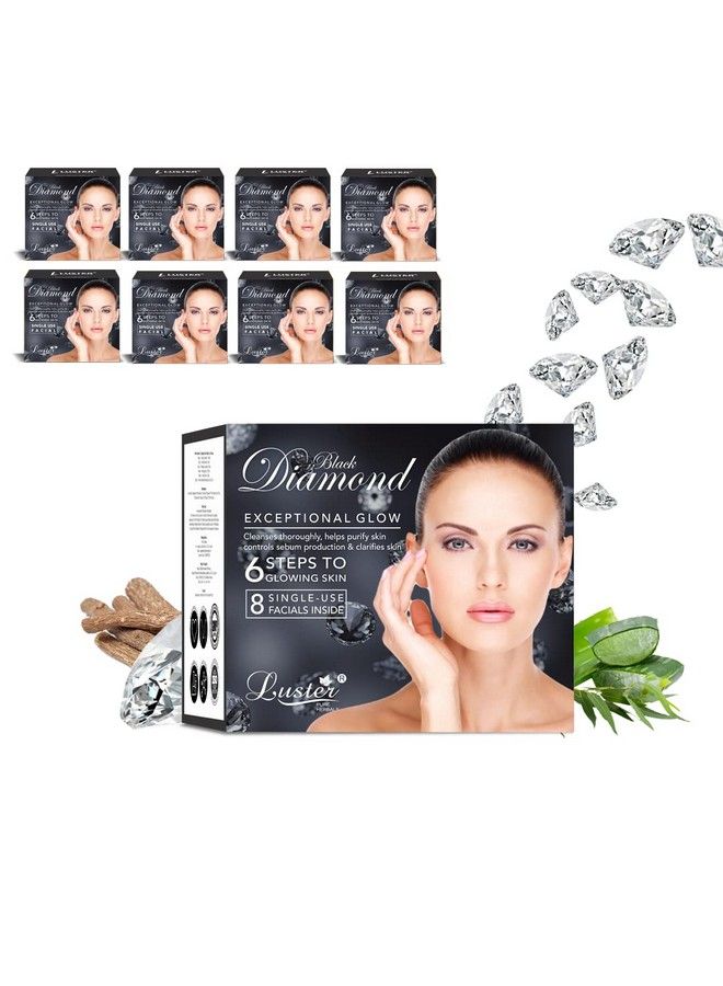LUSTER Black Diamond Exceptional Glow Facial Kit ; 6 Step Facial Kit ; For Purify Skin & Deep Cleansing ; Facial Kit For Women & Men ; All Skin Types (Paraben & Sulfate Free) 320Ml - Image 2