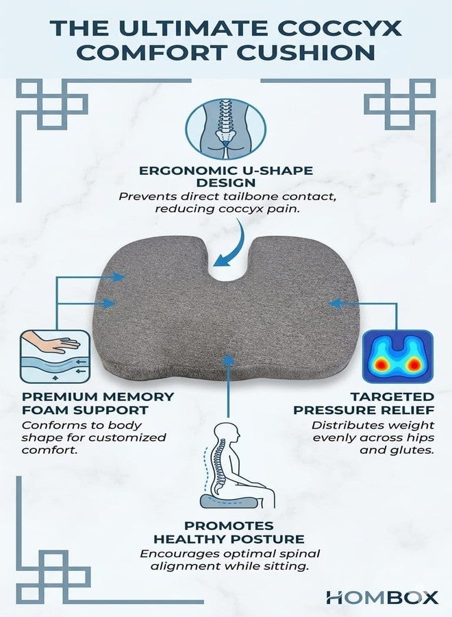 HOMBOX Coccyx Pillow Tailbone Seat Cushion for Sciatica, Back Pain Relief Back/Lumbar Support, for Wheelchair (Grey) - Image 4