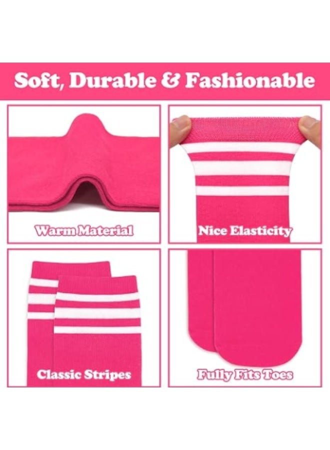 KISSUN 4 Pairs Kids Striped Knee High Socks - Classic 3-Stripe Over The Calf Tube Socks for Boys & Girls, Colorful Long Athletic Socks for School Uniforms, Soccer, and Cheerleading - Image 4