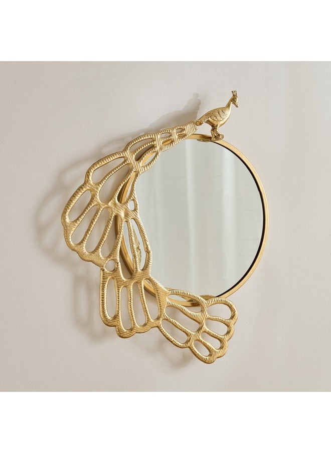 Home Box Rayon Aluminium Peacock Decorative Mirror 63 x 67 x 4.5 cm  - Image 1