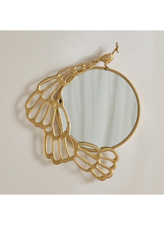 Home Box Rayon Aluminium Peacock Decorative Mirror 63 x 67 x 4.5 cm  - Image 2