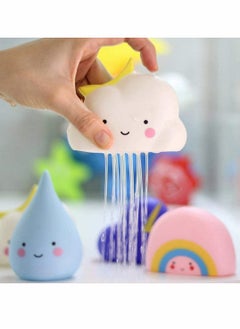 KASTWAVE 4 Pack Bathtub Toy Children's Soft Water Toys Bath Toys for Toddlers Hair Wash Tool Swimming Pool Toy Gift Set 4 Types Include Rain Cloud Rainbow Thunder Cloud  - Image 1