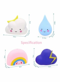KASTWAVE 4 Pack Bathtub Toy Children's Soft Water Toys Bath Toys for Toddlers Hair Wash Tool Swimming Pool Toy Gift Set 4 Types Include Rain Cloud Rainbow Thunder Cloud  - Image 2