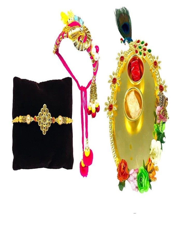 Evisha Pair Rakhi Roli Chawal Plate Rakhi For Brother And Bhabhi | Rakhi Combo-BR-9 Kada 28-T || rakhi || rakhi set || rakhi for brother || rakhi for brother and bhabhi || rakhi combo || bhaiya bhabhi rakhi || rakhi gifts - Image 1