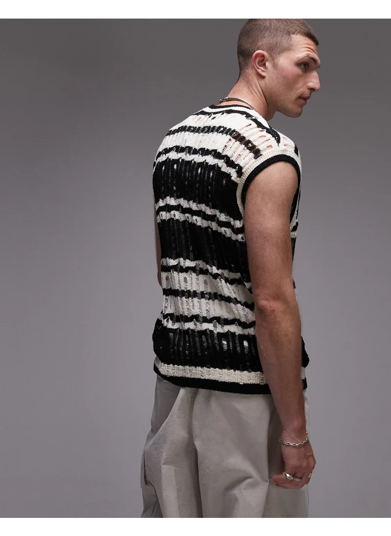 توب مان Knitted Distresses Vest