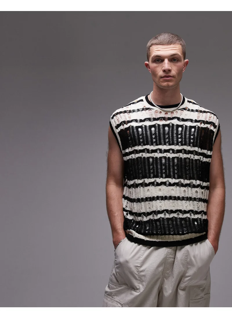 توب مان Knitted Distresses Vest