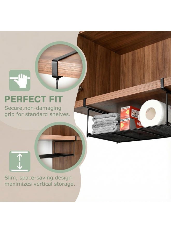 EHKIT Foil and Plastic Wrap Organizer Holder Foldable Under Cabinet Shelf Kitchen Pantry Desk Hanging Storage Rack (Black) - Image 5