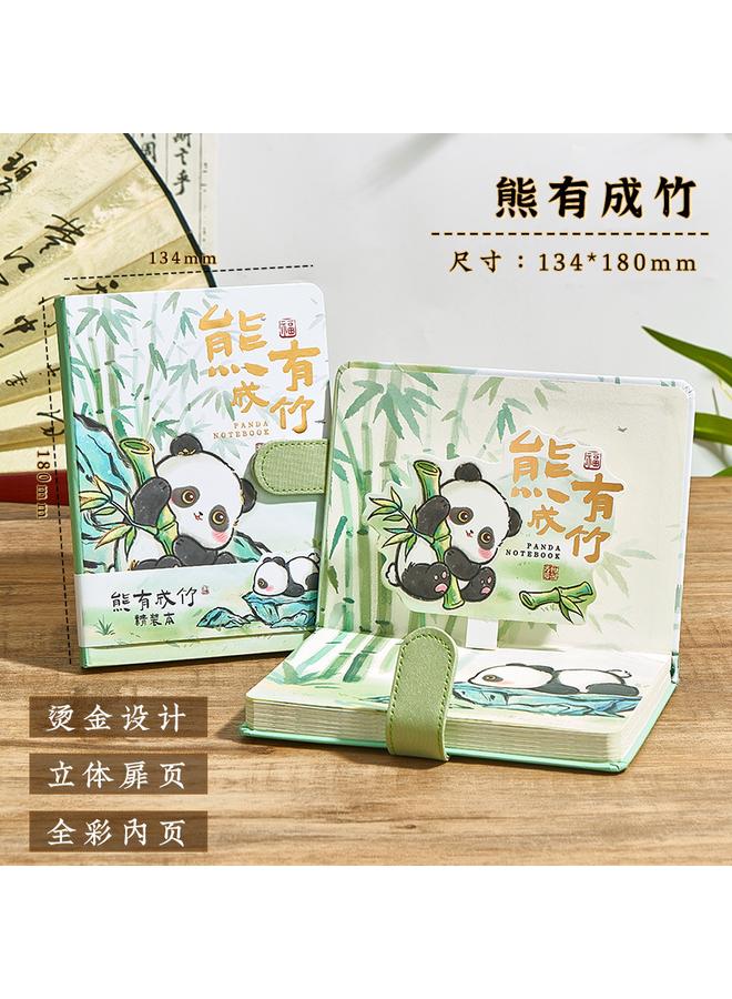 Bluejw Panda Hand Account Book Girl High Beauty Value Award Notebook Creative Gift Birthday Gift Box Suit Student Card - Image 1