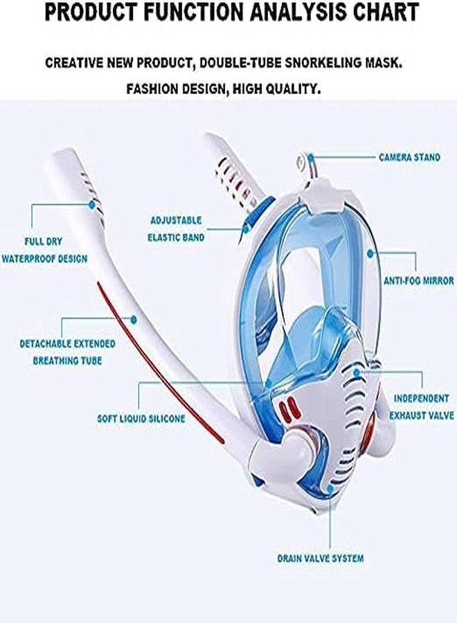 Olpad Snorkeling Double Tube Full Dry Diving Adults Swimng Diving Self Contained Underwater Breag Apparatus (Blue S/M) - Image 2