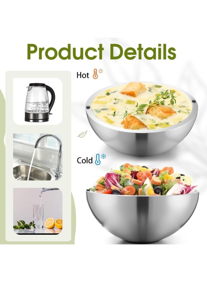 DEIN 2 x Stainless Steel Double-Layer Dip Chiller Bowls – Home Kitchen Cookware for Cold or Hot Food, Sushi, Dips, Ice Cream, Seafood, Storage, Perfect for Dinner Parties & Outdoor, Durable & Easy to Clean - Image 3